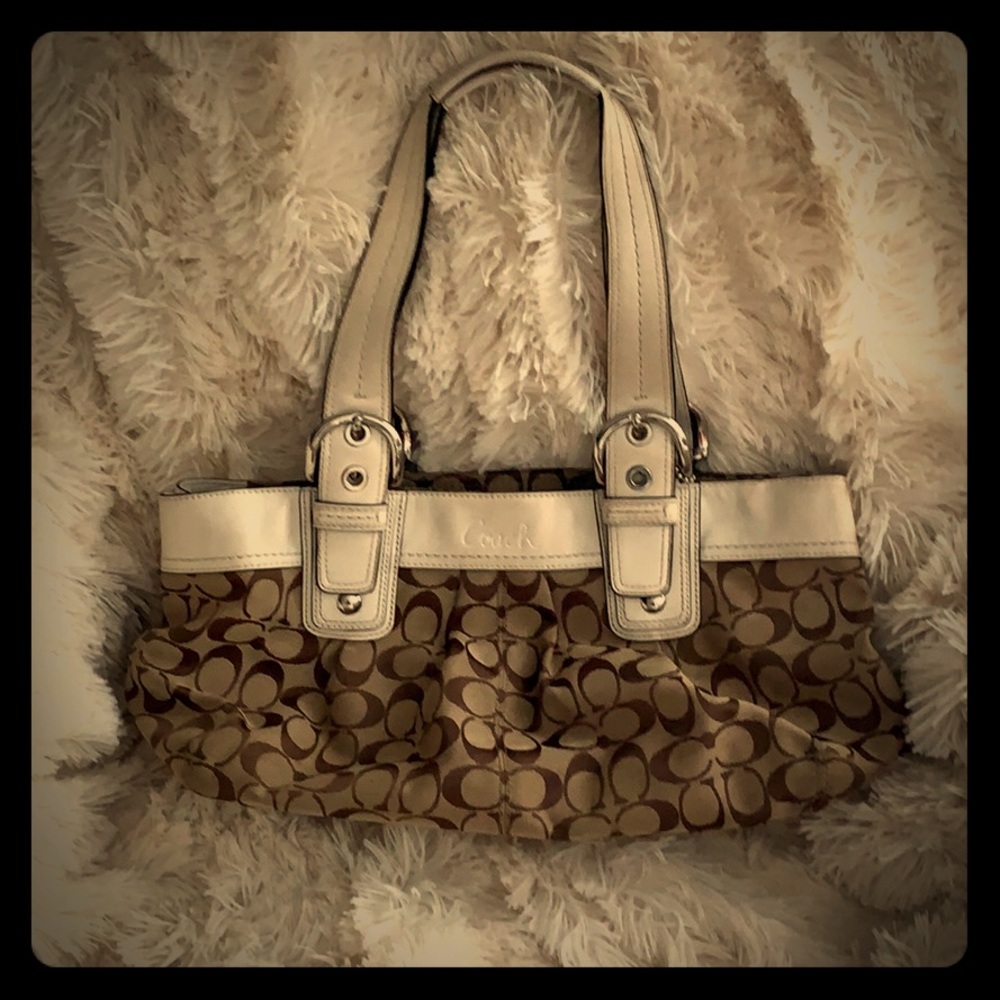Canvas and leather Coach tote.